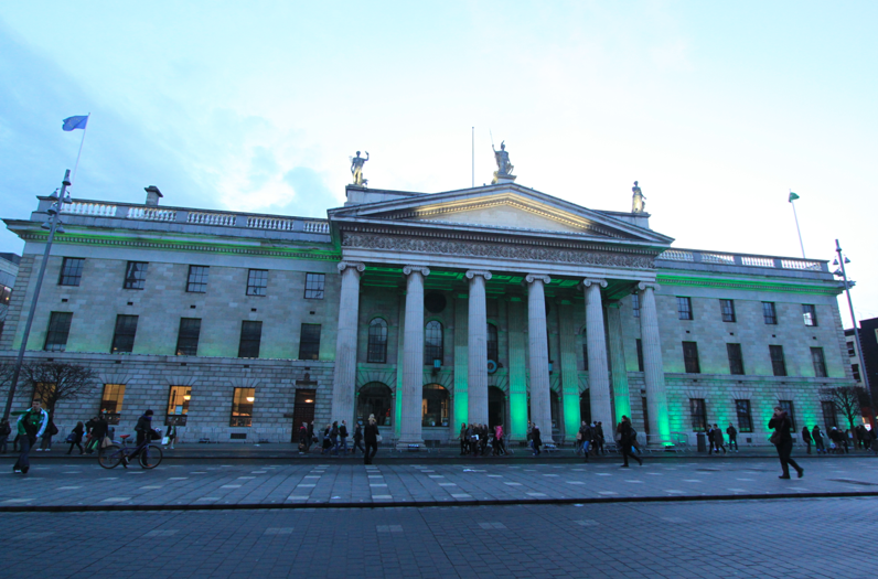 The General Post Office going green for the big day