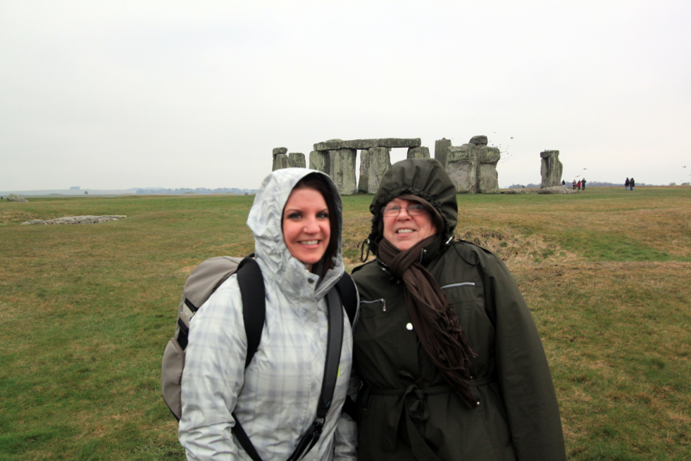 Mamabear and I bundled up at Stonehenge