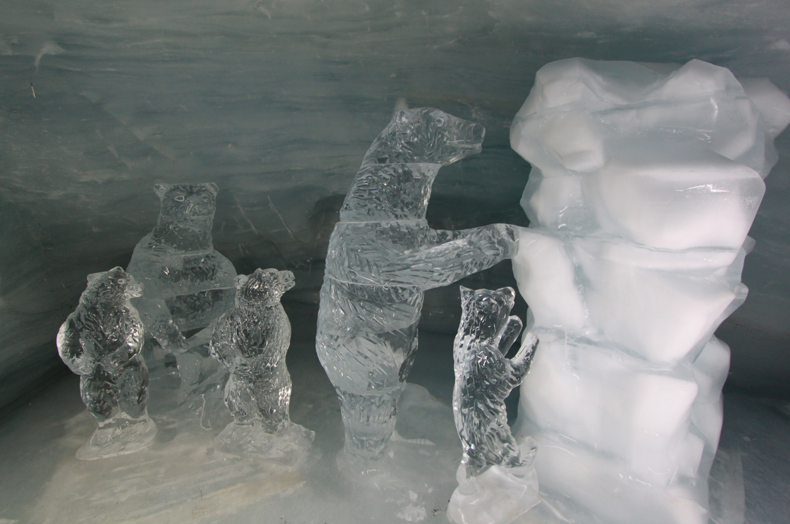 Bear Sculptures in the ice cave at Jungfraujoch